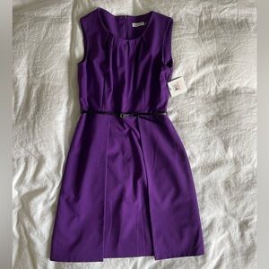 Calvin Klein Purple Sleeveless Belted Sheath Dress Size 10